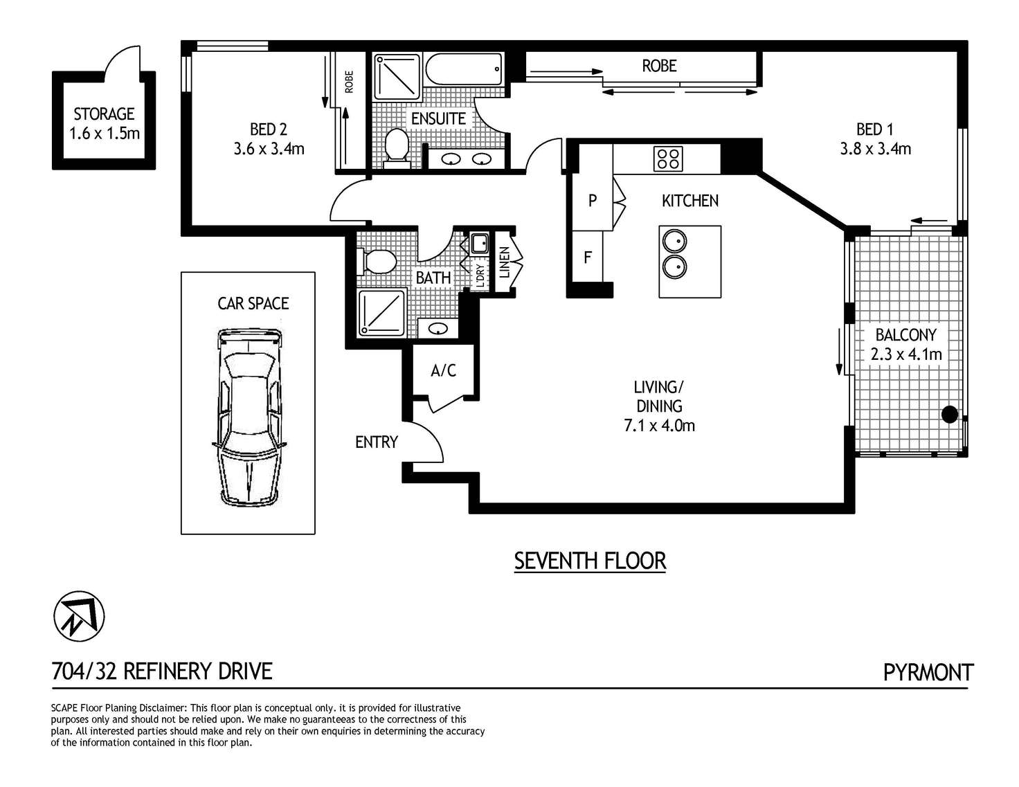 Floorplan of Homely apartment listing, 704/32 Refinery Drive, Pyrmont NSW 2009