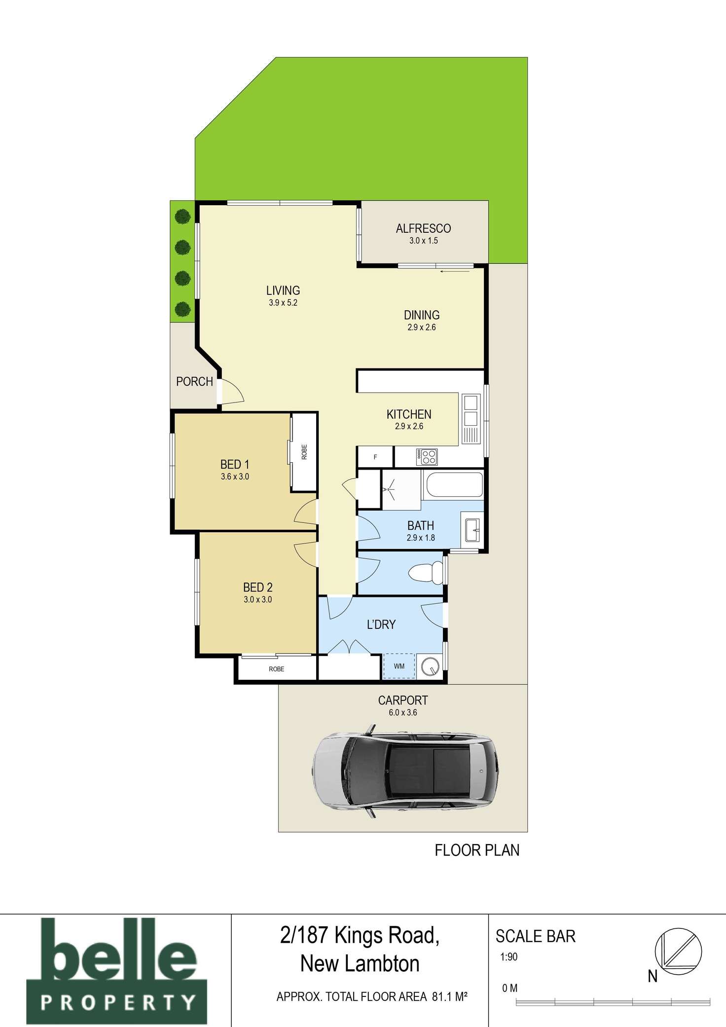 Floorplan of Homely villa listing, 2/187 Kings Road, New Lambton NSW 2305
