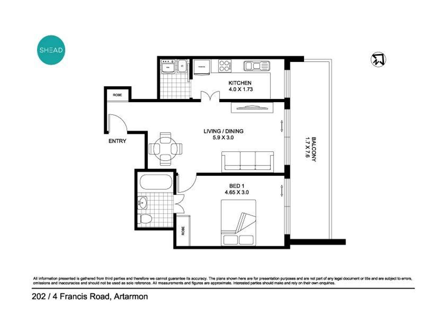 Floorplan of Homely apartment listing, 202/4 Francis Road, Artarmon NSW 2064