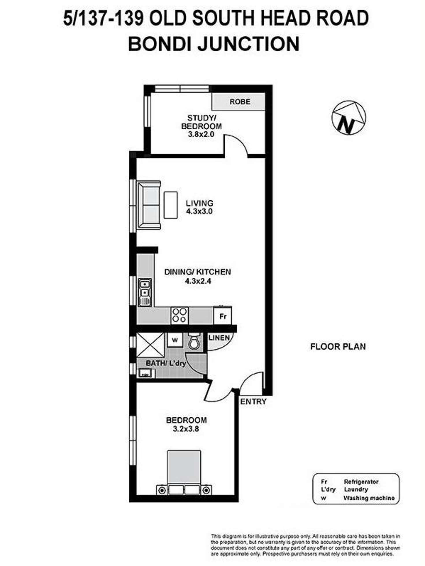 Floorplan of Homely apartment listing, Level 1/5/139 Old South Head Road, Bondi Junction NSW 2022
