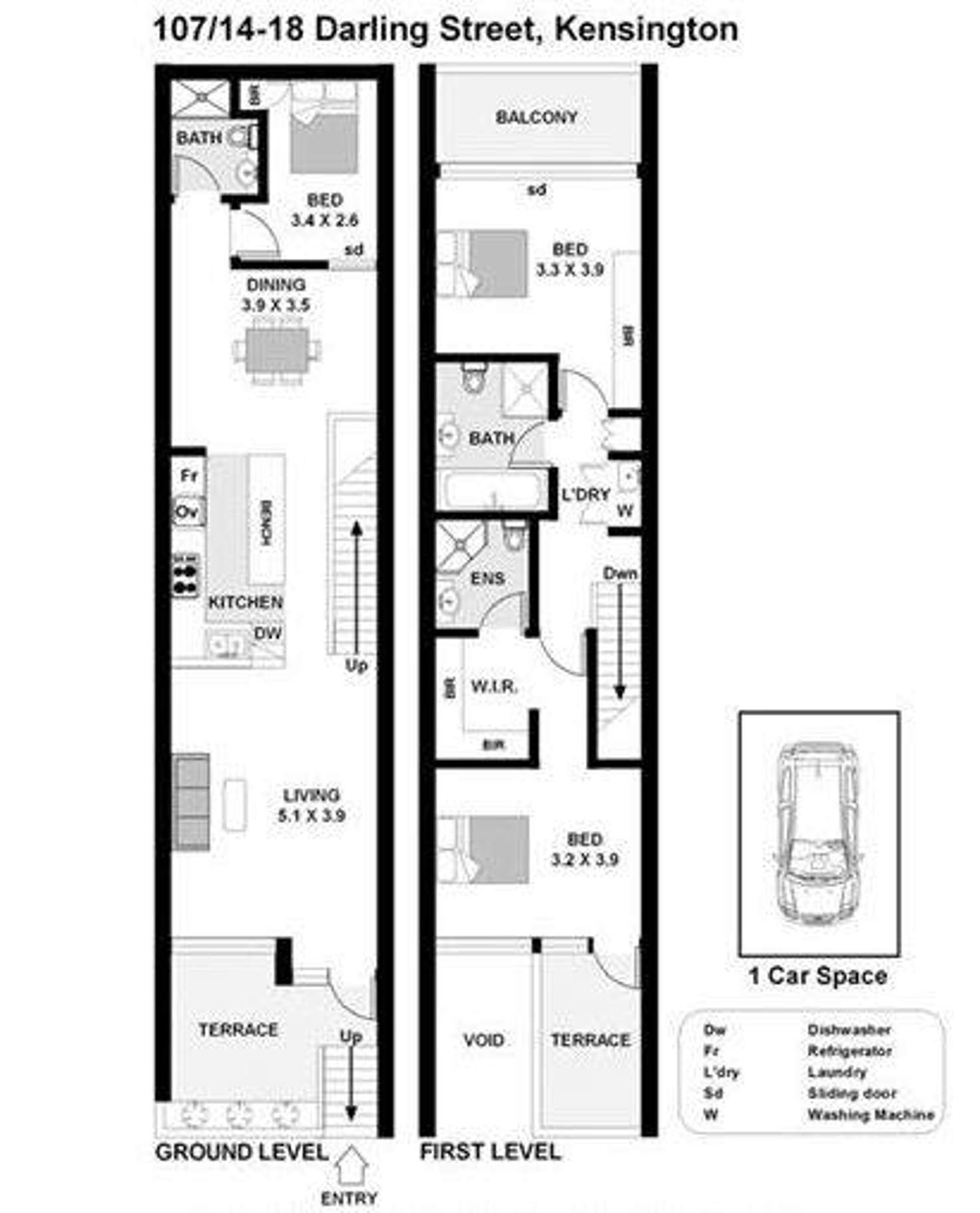 Floorplan of Homely apartment listing, 107/14-18 Darling Street, Kensington NSW 2033