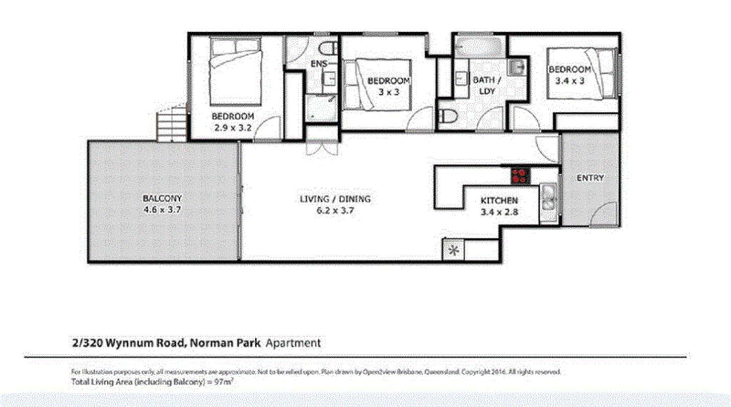 Floorplan of Homely unit listing, 2/320 Wynnum Road, Norman Park QLD 4170