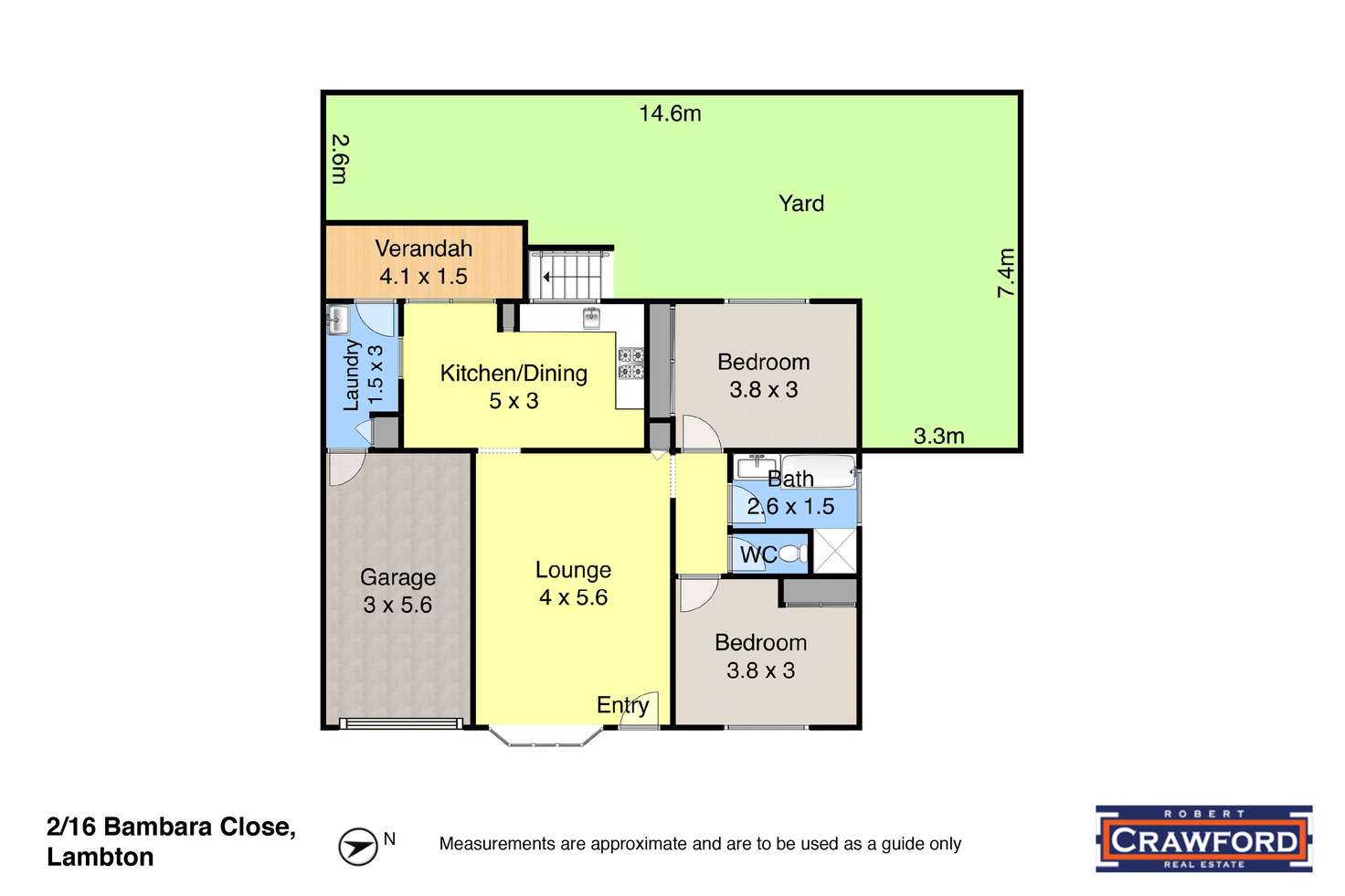 Floorplan of Homely villa listing, 2/16 Bambara Close, Lambton NSW 2299