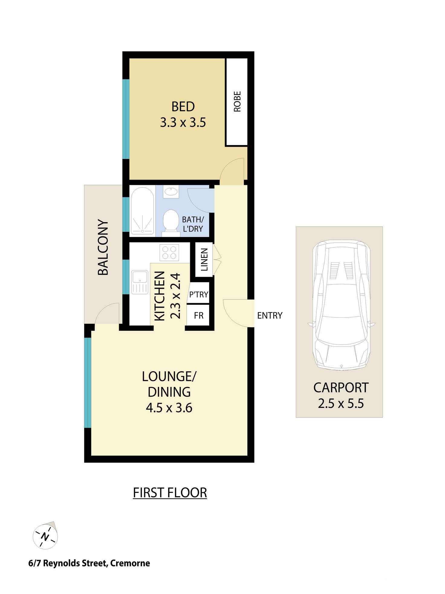 Floorplan of Homely apartment listing, 6/7 Reynolds Street, Cremorne NSW 2090