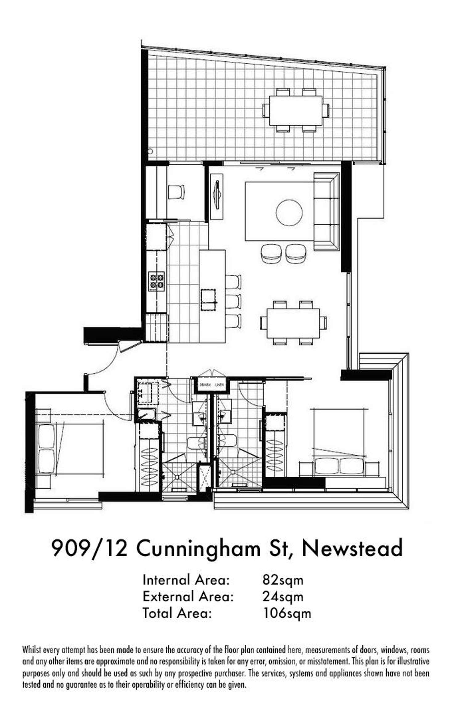 Floorplan of Homely apartment listing, 909/12 Cunningham Street, Newstead QLD 4006