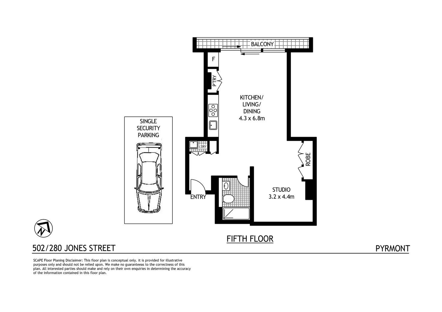 Floorplan of Homely apartment listing, 502/280 Jones Street, Pyrmont NSW 2009