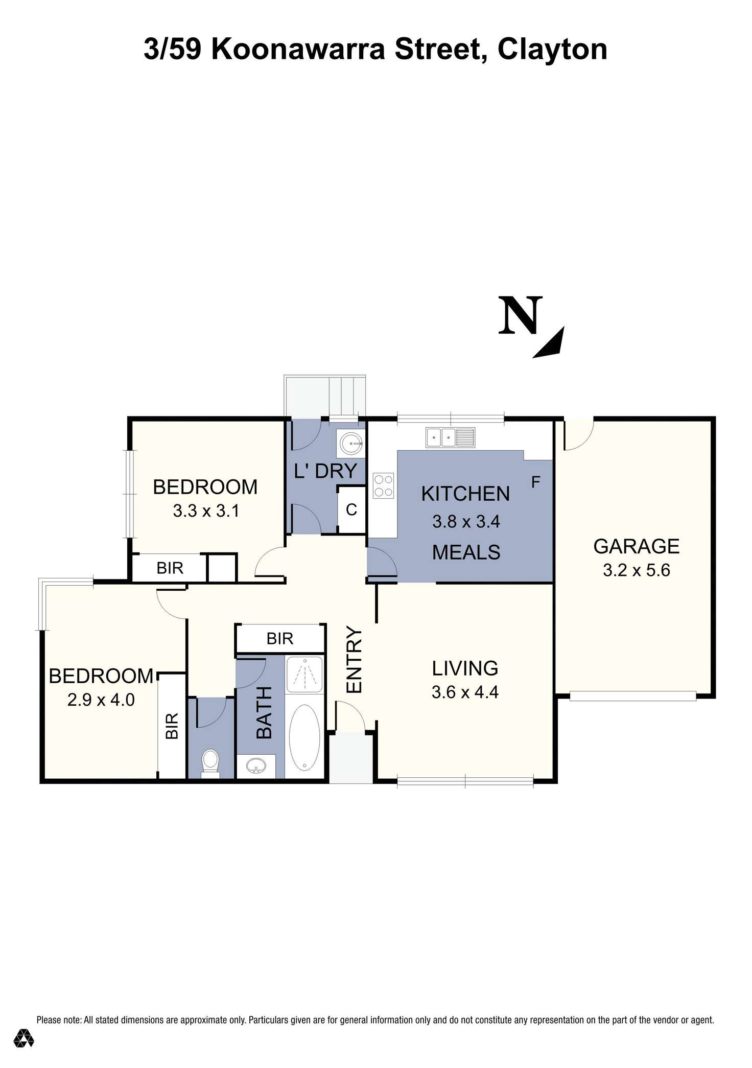 Floorplan of Homely unit listing, 3/59 Koonawarra Street, Clayton VIC 3168