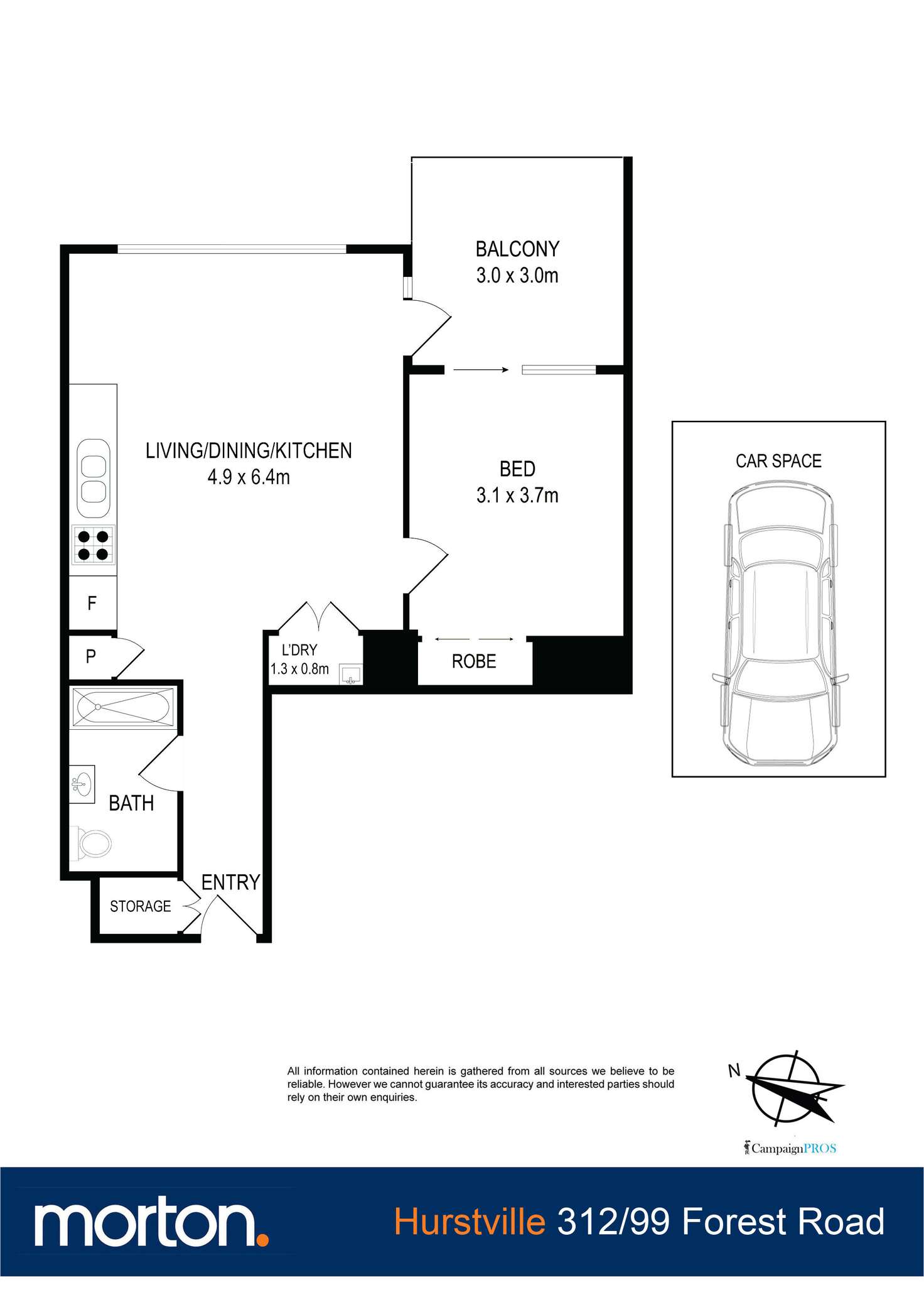 Floorplan of Homely apartment listing, 312/99 Forest Road, Hurstville NSW 2220