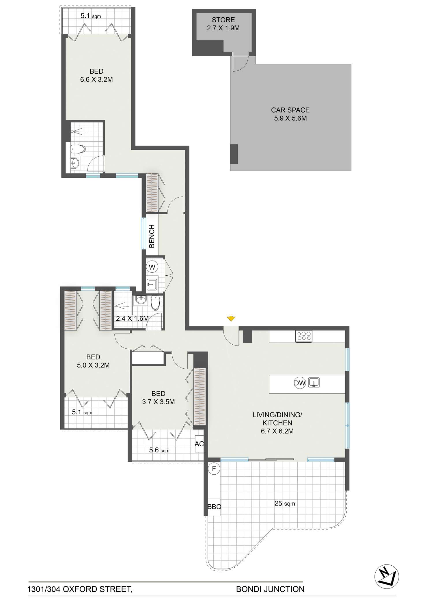 Floorplan of Homely apartment listing, 1301/304-308 Oxford Street, Bondi Junction NSW 2022