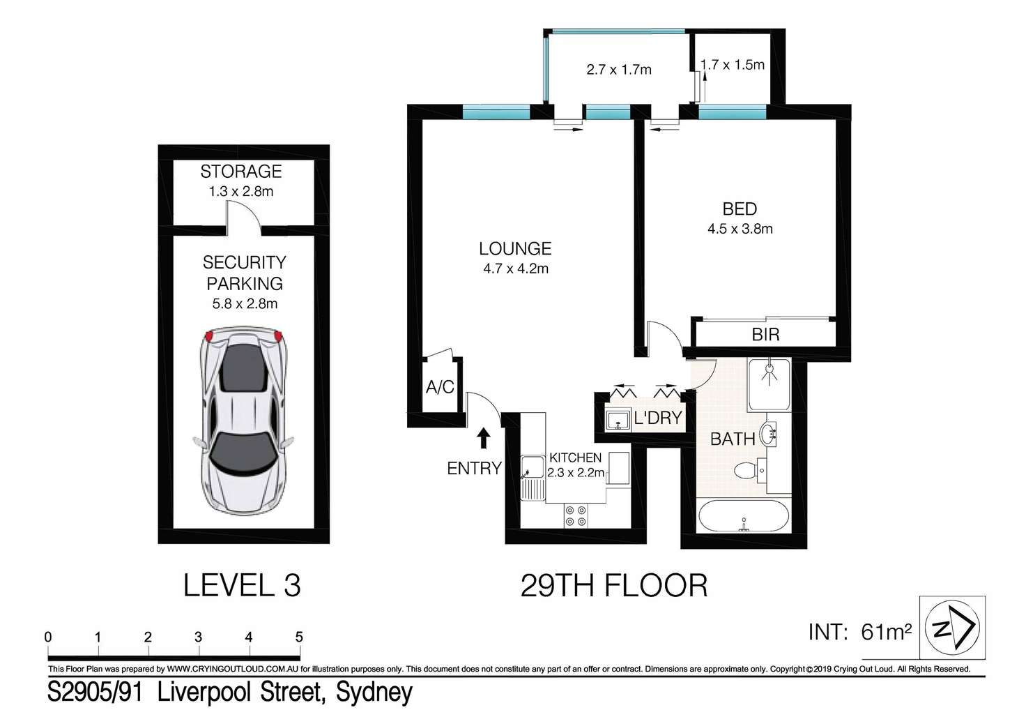 Floorplan of Homely apartment listing, S2905/91-95 Liverpool Street, Sydney NSW 2000