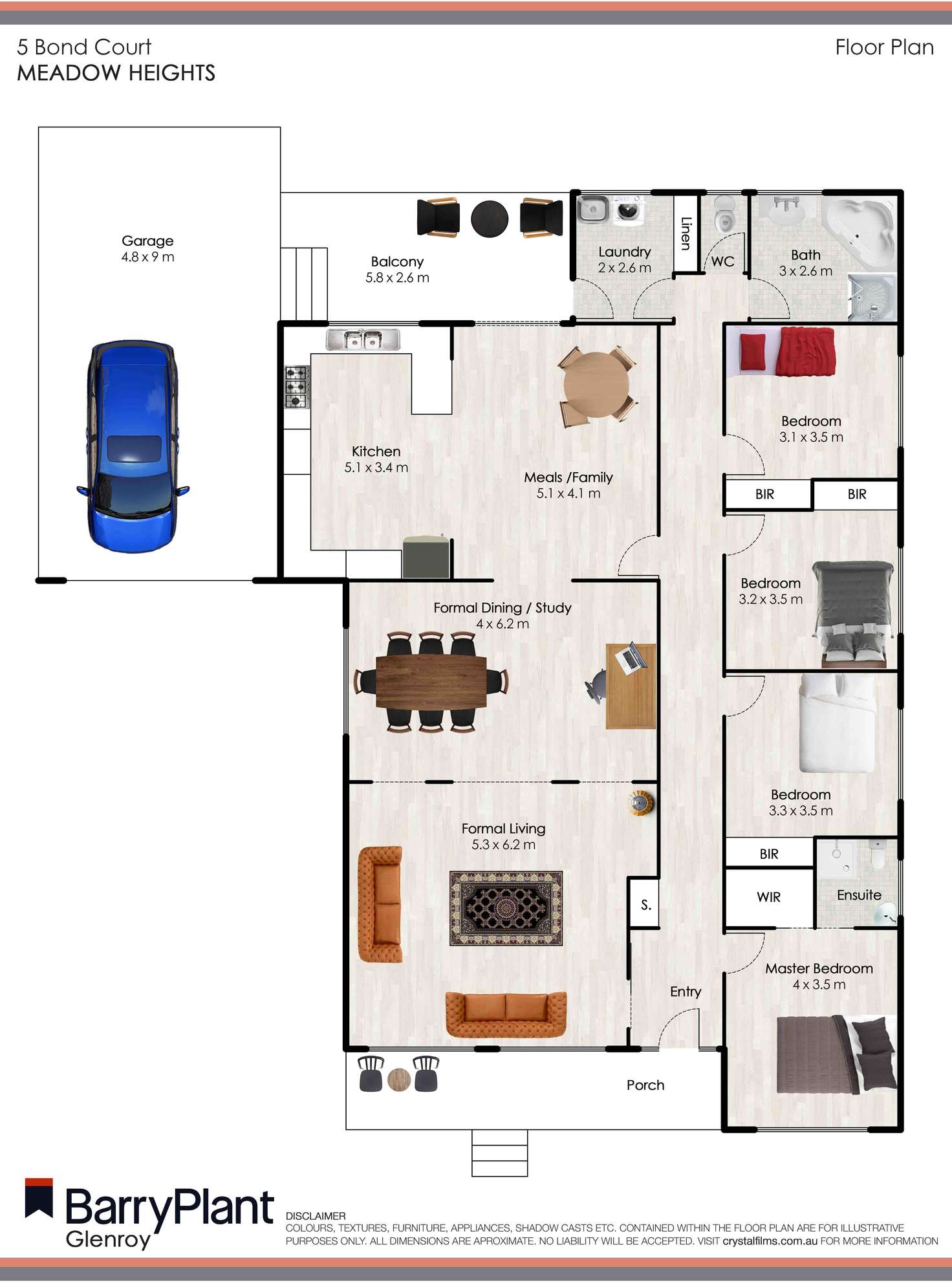 Floorplan of Homely house listing, 5 Bond Court, Meadow Heights VIC 3048