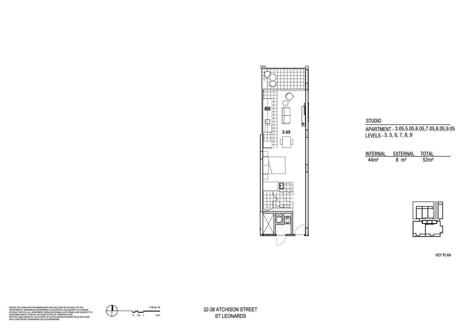 Floorplan of Homely studio listing, 705/38 Atchison Street, St Leonards NSW 2065