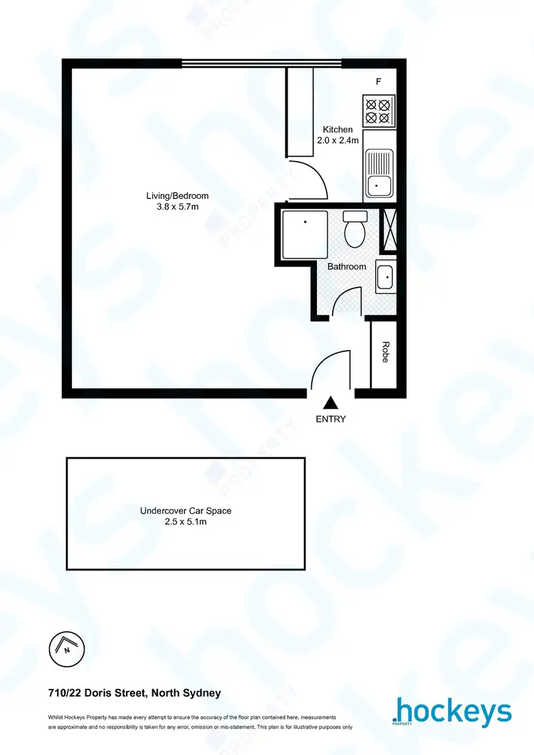 Floorplan of Homely studio listing, 710/22 Doris Street, North Sydney NSW 2060