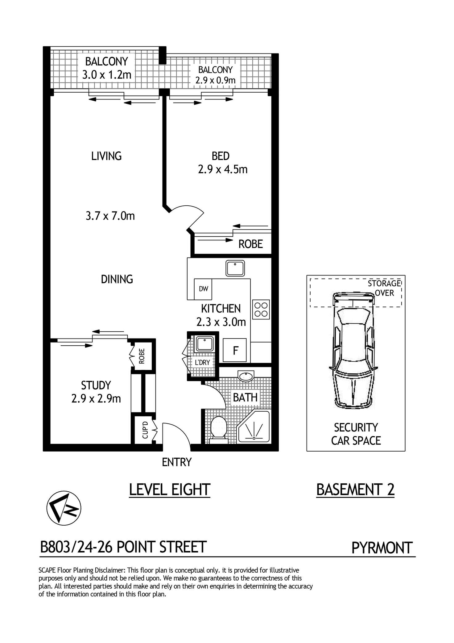 Floorplan of Homely apartment listing, B803/24-26 Point Street, Pyrmont NSW 2009