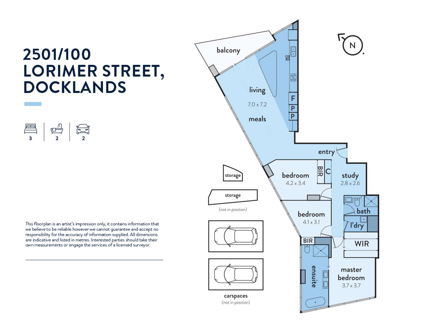 Floorplan of Homely apartment listing, 2501/100 Lorimer Street, Docklands VIC 3008