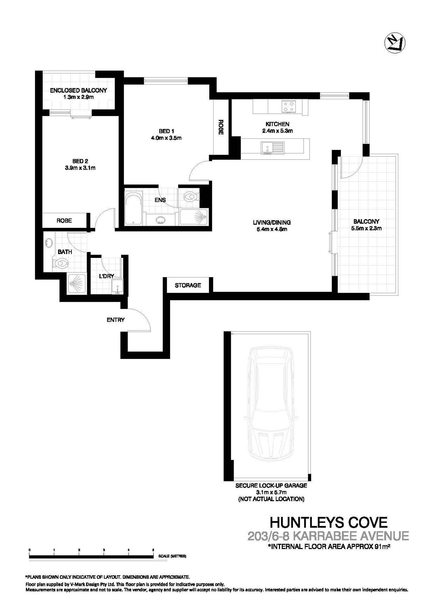 Floorplan of Homely apartment listing, 203/6 Karrabee Avenue, Huntleys Cove NSW 2111