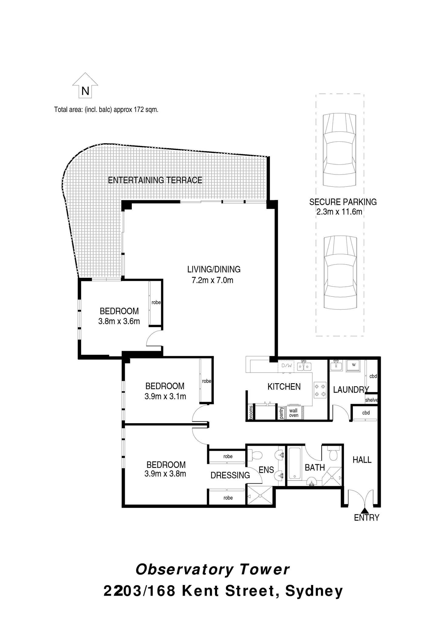 Floorplan of Homely apartment listing, 2203/168 Kent Street, Sydney NSW 2000