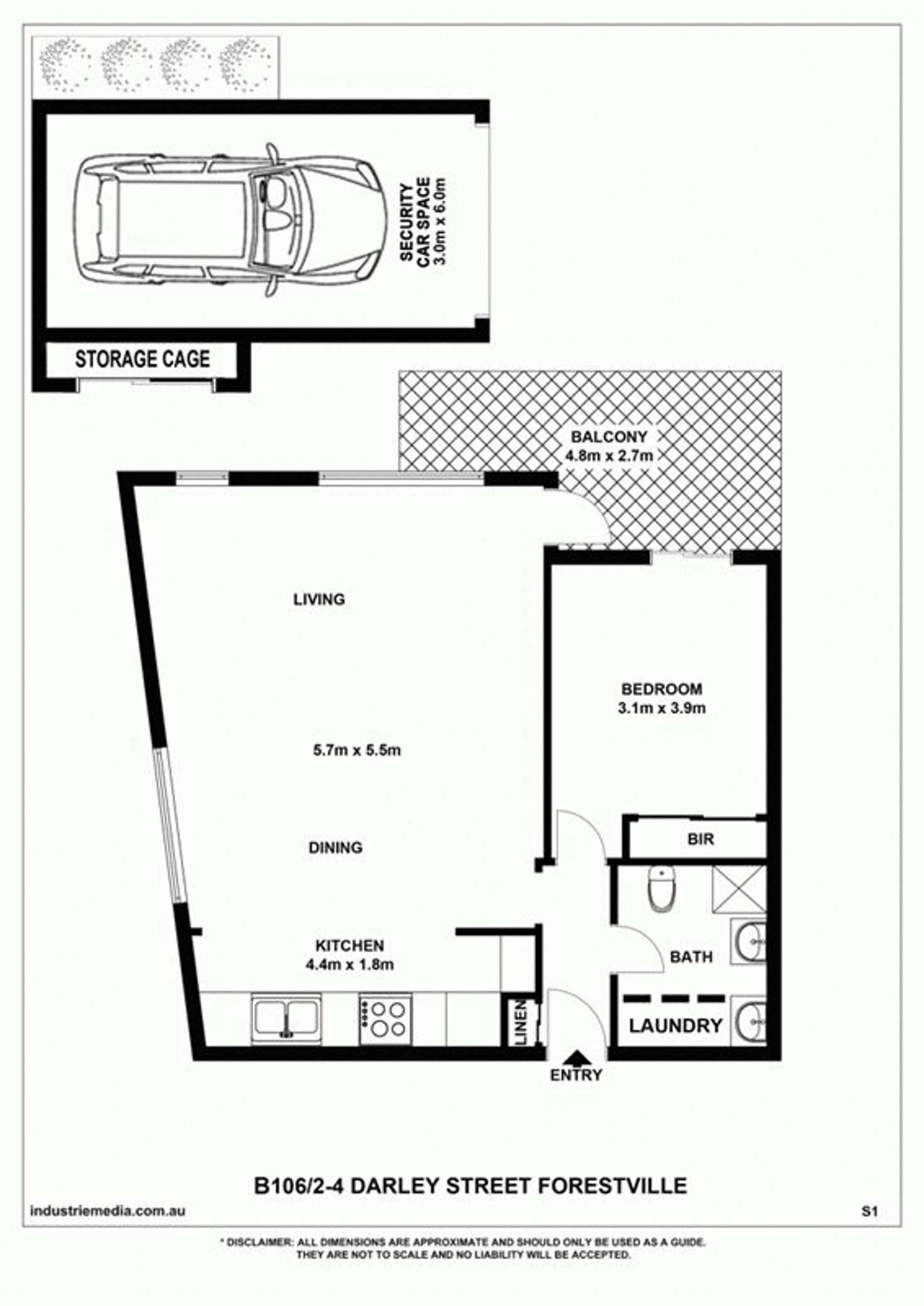 Floorplan of Homely unit listing, B106/2-4 Darley Street, Forestville NSW 2087