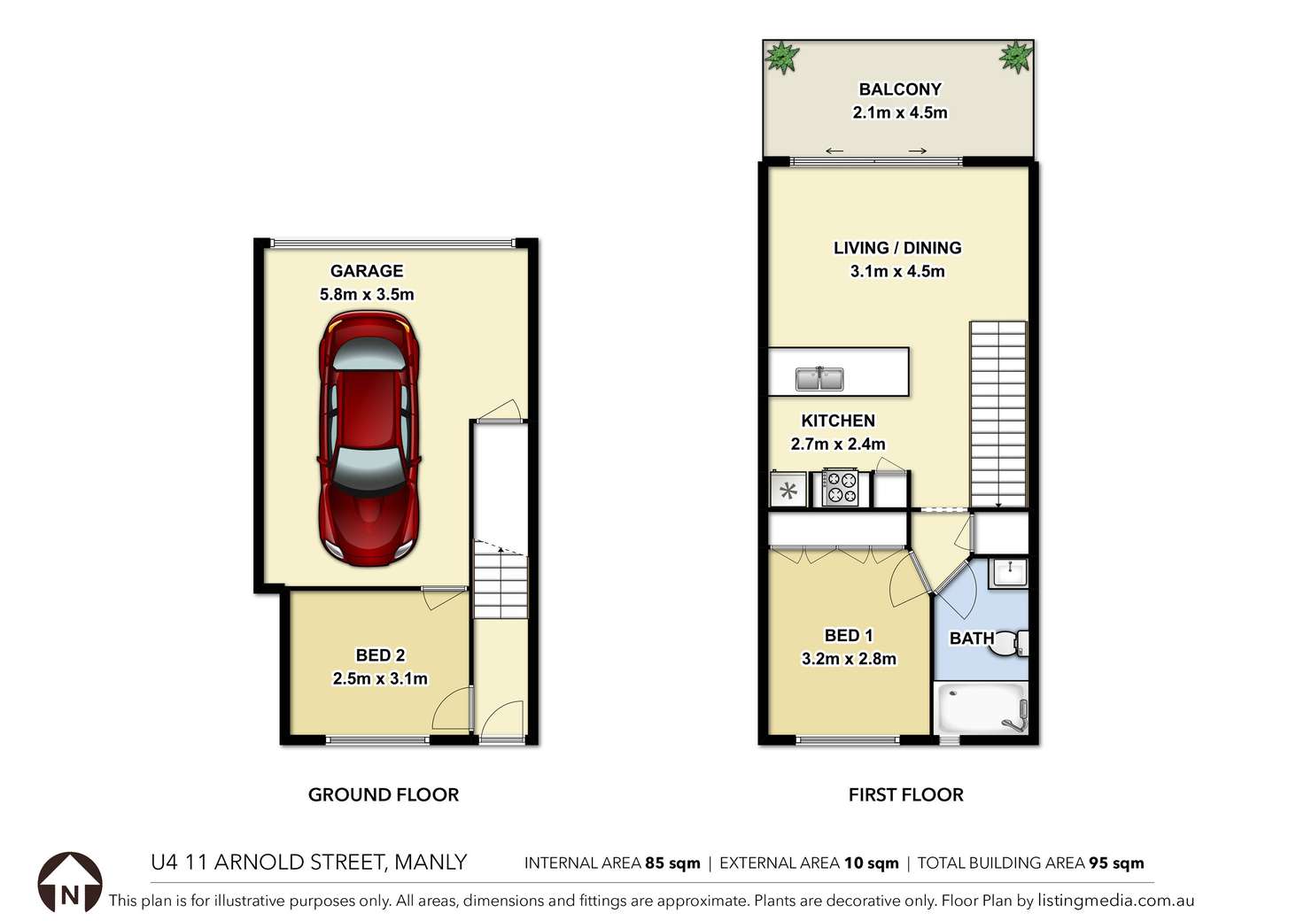 Floorplan of Homely apartment listing, 4/11 Arnold Street, Manly QLD 4179