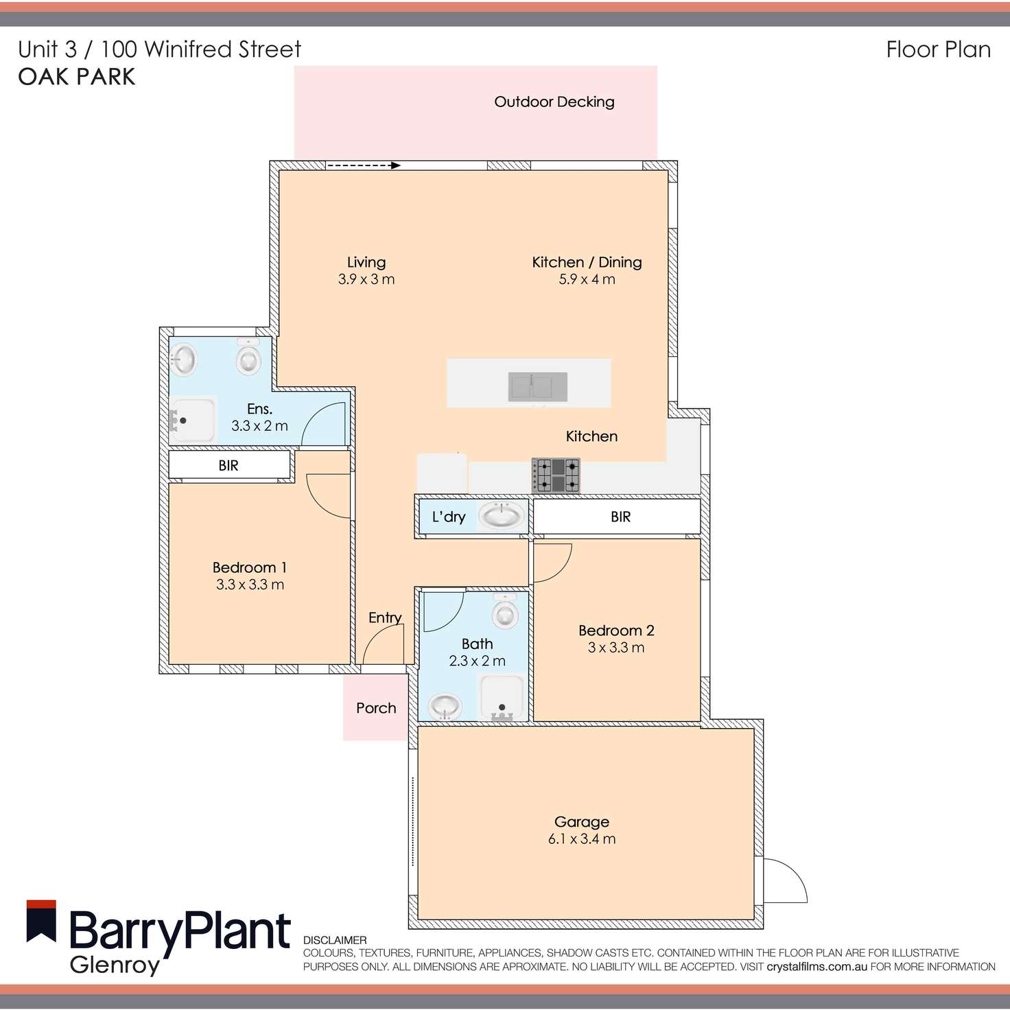 Floorplan of Homely townhouse listing, 3/100 Winifred Street, Oak Park VIC 3046