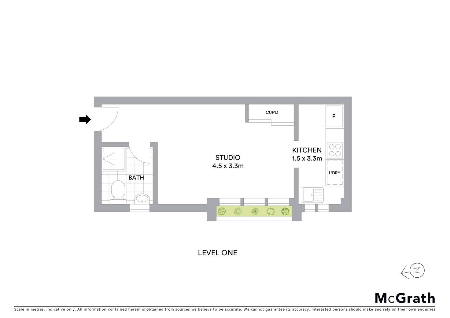 Floorplan of Homely studio listing, 20/12 Chelsea Street, Redfern NSW 2016