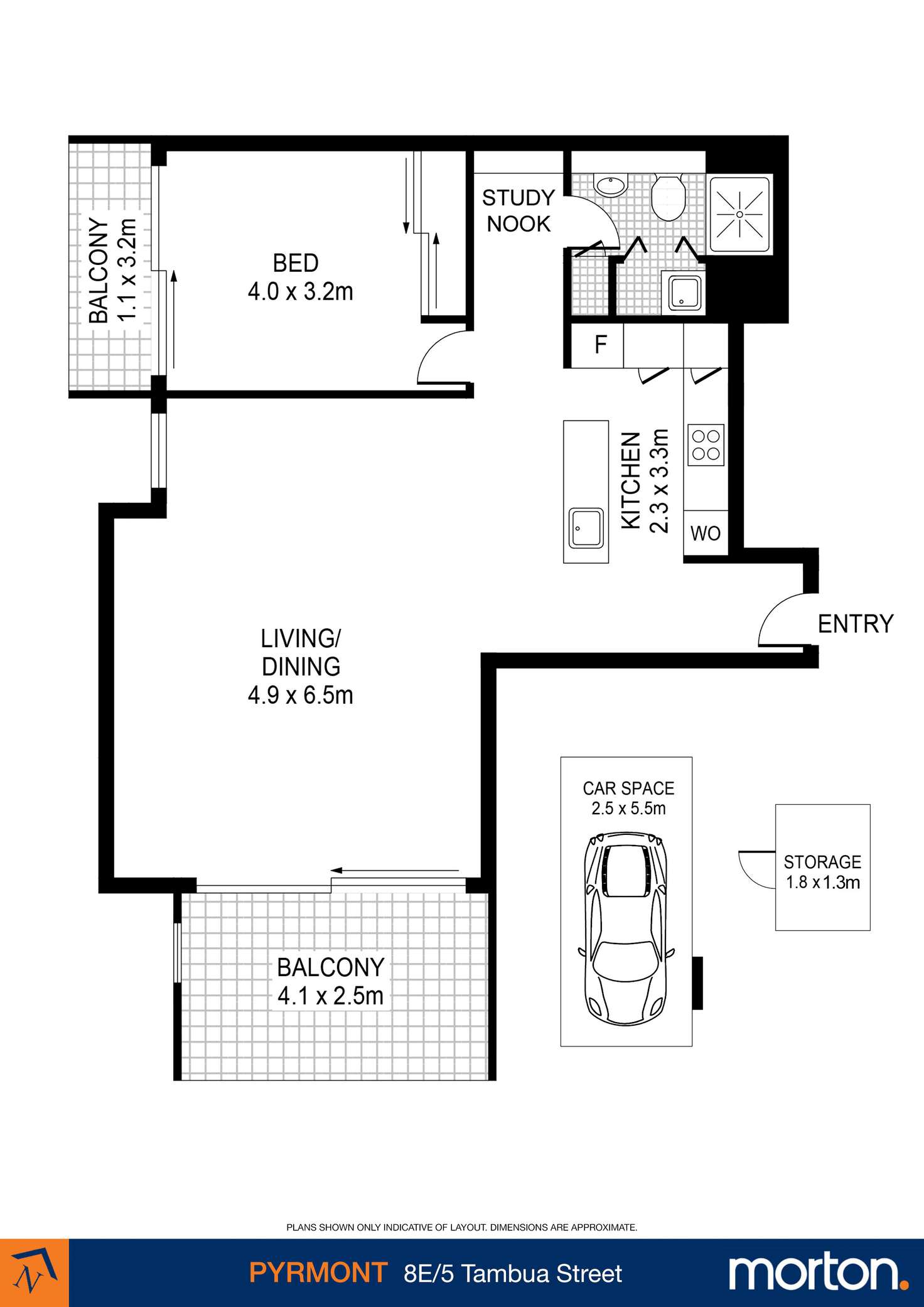 Floorplan of Homely apartment listing, 8E/5 Tambua Street, Pyrmont NSW 2009