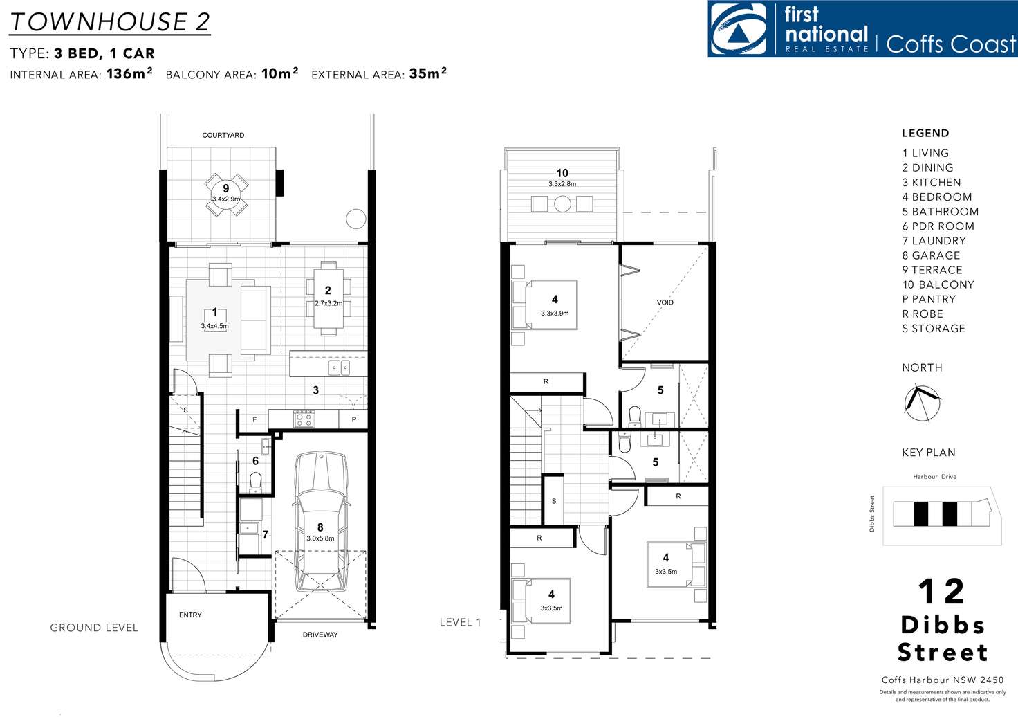 Floorplan of Homely townhouse listing, 2/12 Dibbs Street, Coffs Harbour NSW 2450