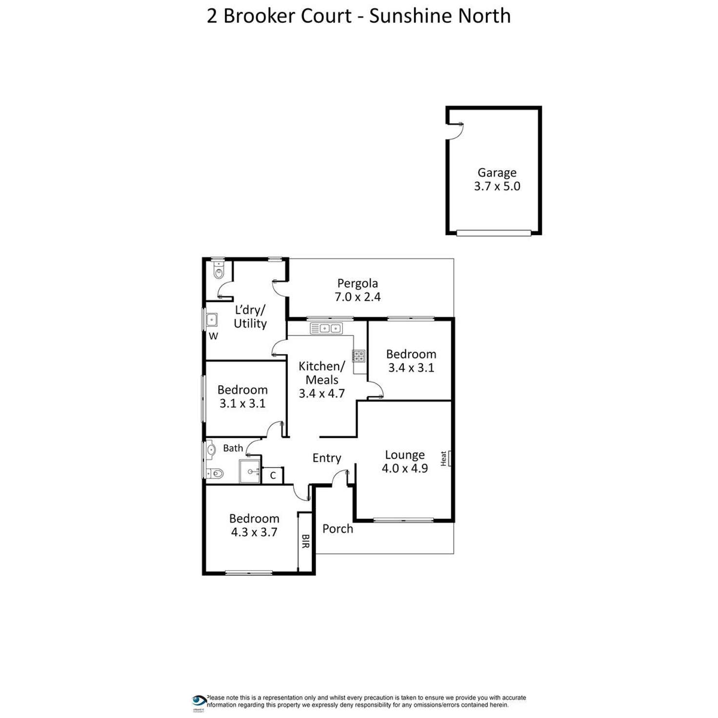 Floorplan of Homely house listing, 2 Brooker Court, Sunshine North VIC 3020