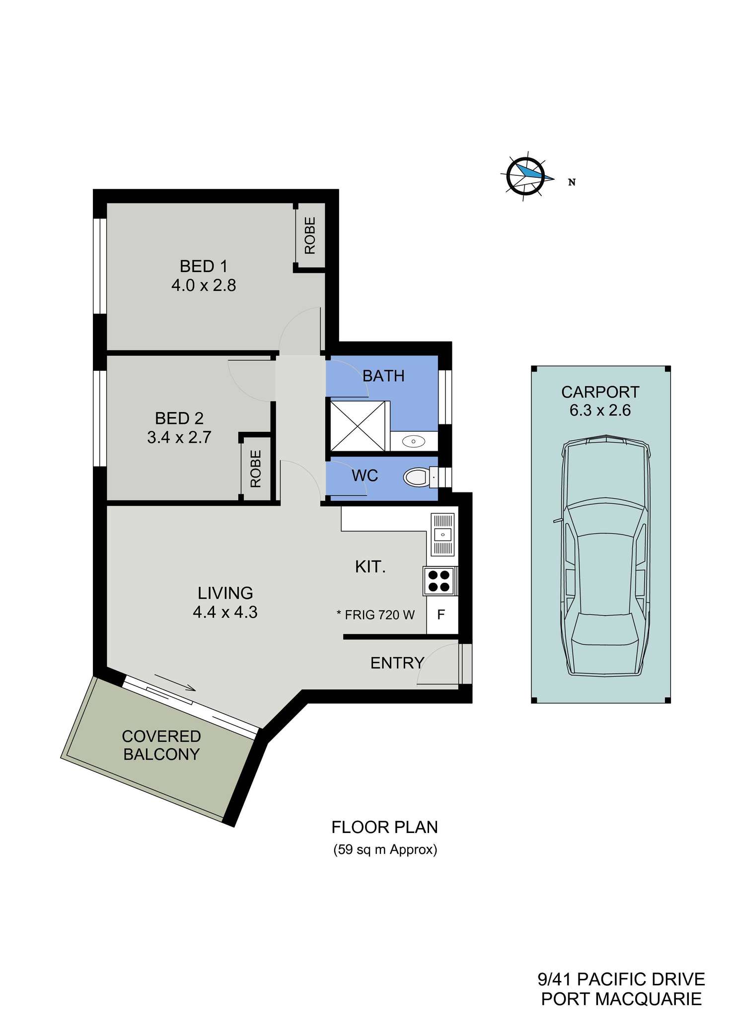 Floorplan of Homely unit listing, 9/41 Pacific Drive, Port Macquarie NSW 2444
