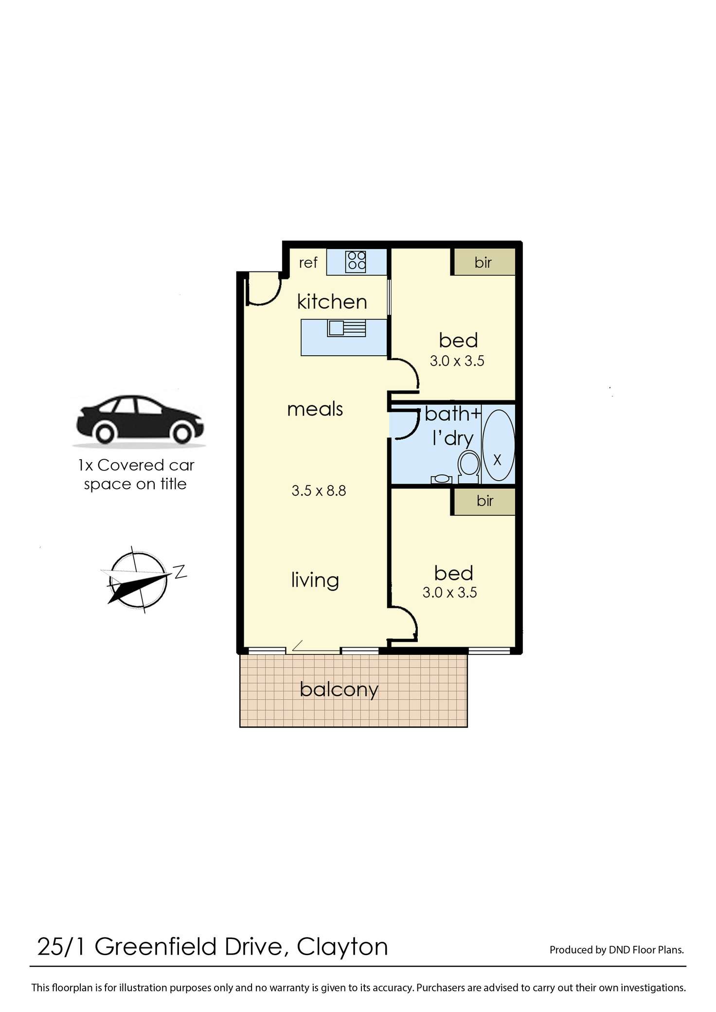 Floorplan of Homely apartment listing, 25/1 Greenfield Drive, Clayton VIC 3168