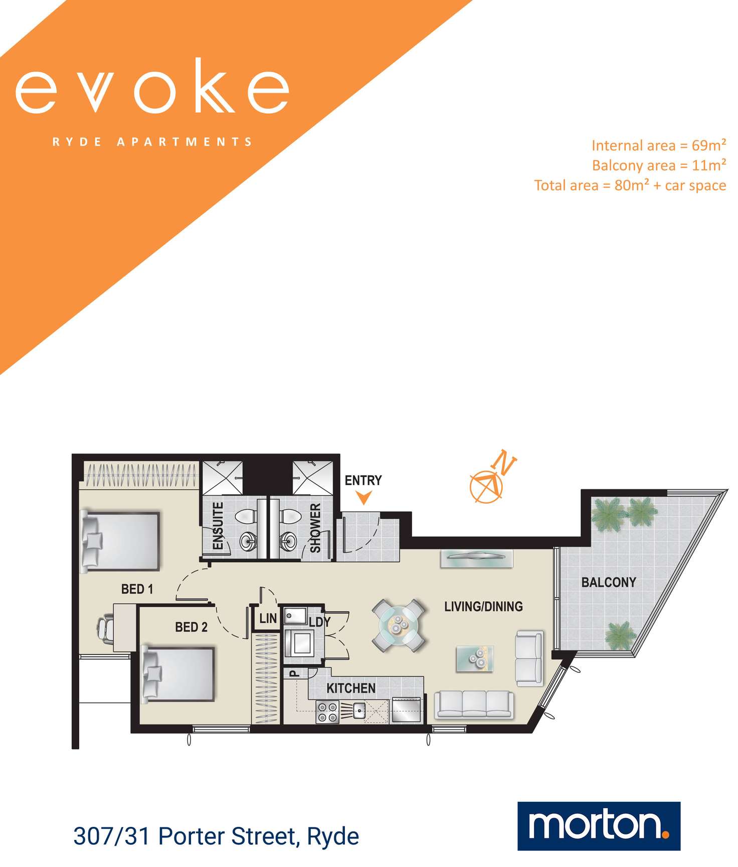 Floorplan of Homely apartment listing, 307/31 Porter Street, Ryde NSW 2112