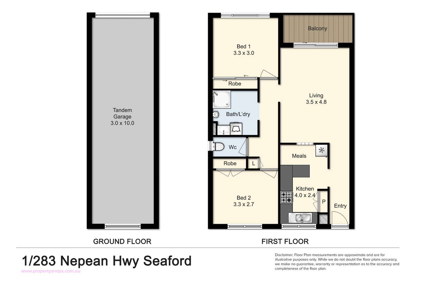 Floorplan of Homely unit listing, 1/283 Nepean Highway, Seaford VIC 3198