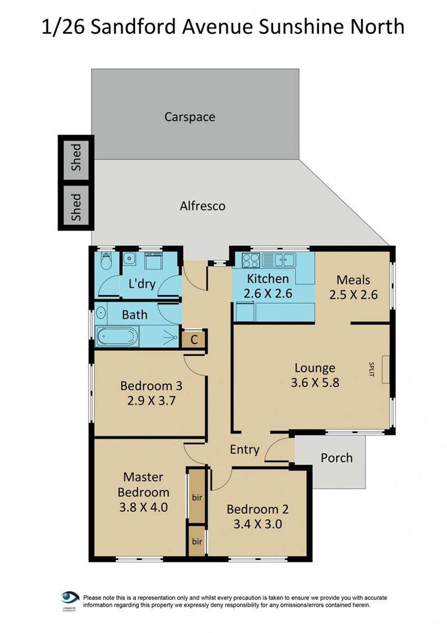 Floorplan of Homely unit listing, 1/26 Sandford Avenue, Sunshine North VIC 3020