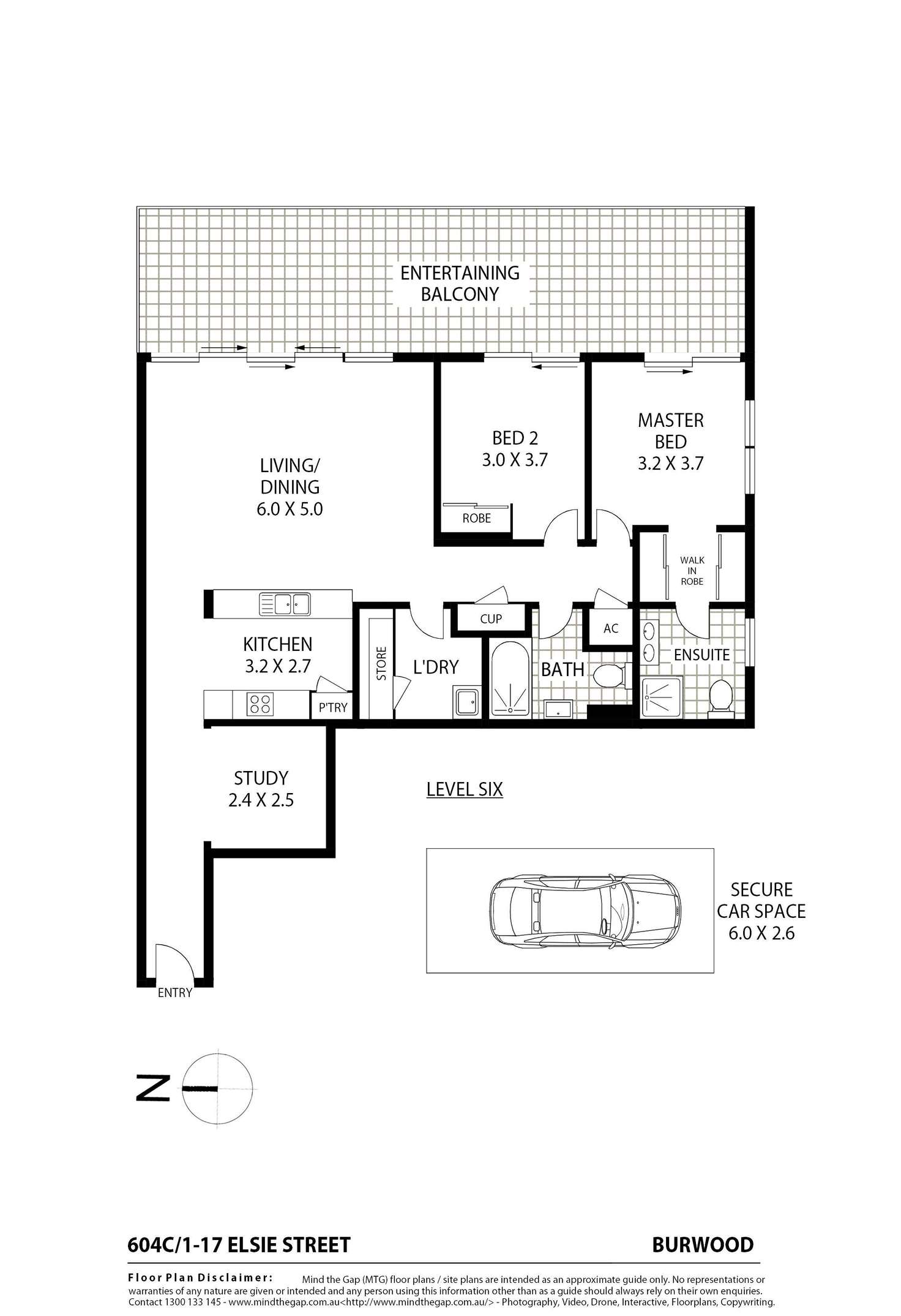 Floorplan of Homely apartment listing, 604c/1-17 Elsie Street, Burwood NSW 2134