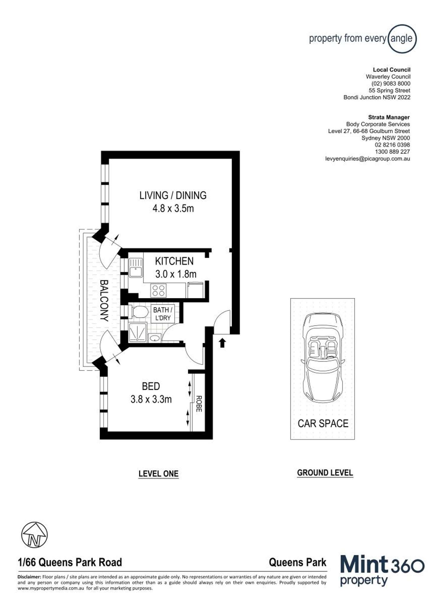 Floorplan of Homely apartment listing, 1/66 Queens Park Road, Queens Park NSW 2022