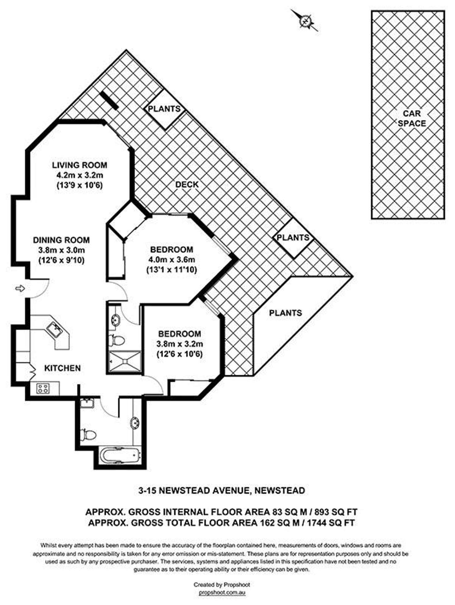 Floorplan of Homely apartment listing, 3/15 Newstead Avenue, Newstead QLD 4006