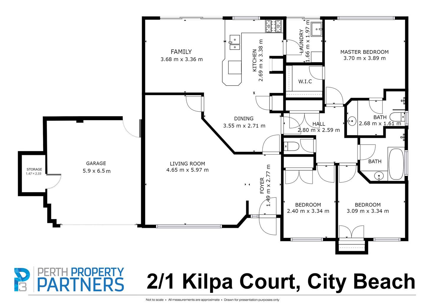 Floorplan of Homely unit listing, 2/1 Kilpa Court, City Beach WA 6015