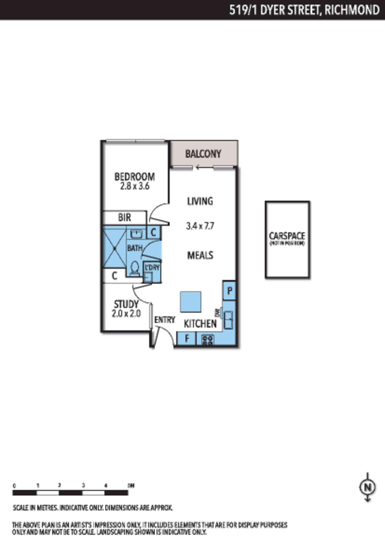 Floorplan of Homely apartment listing, 519/1 Dyer Street, Richmond VIC 3121