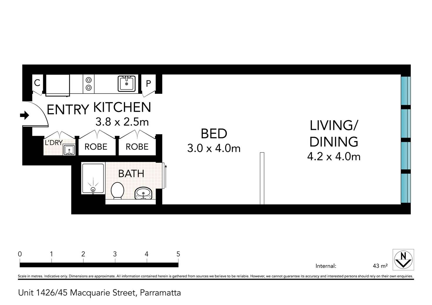Floorplan of Homely apartment listing, 1426/45 Macquarie Street, Parramatta NSW 2150