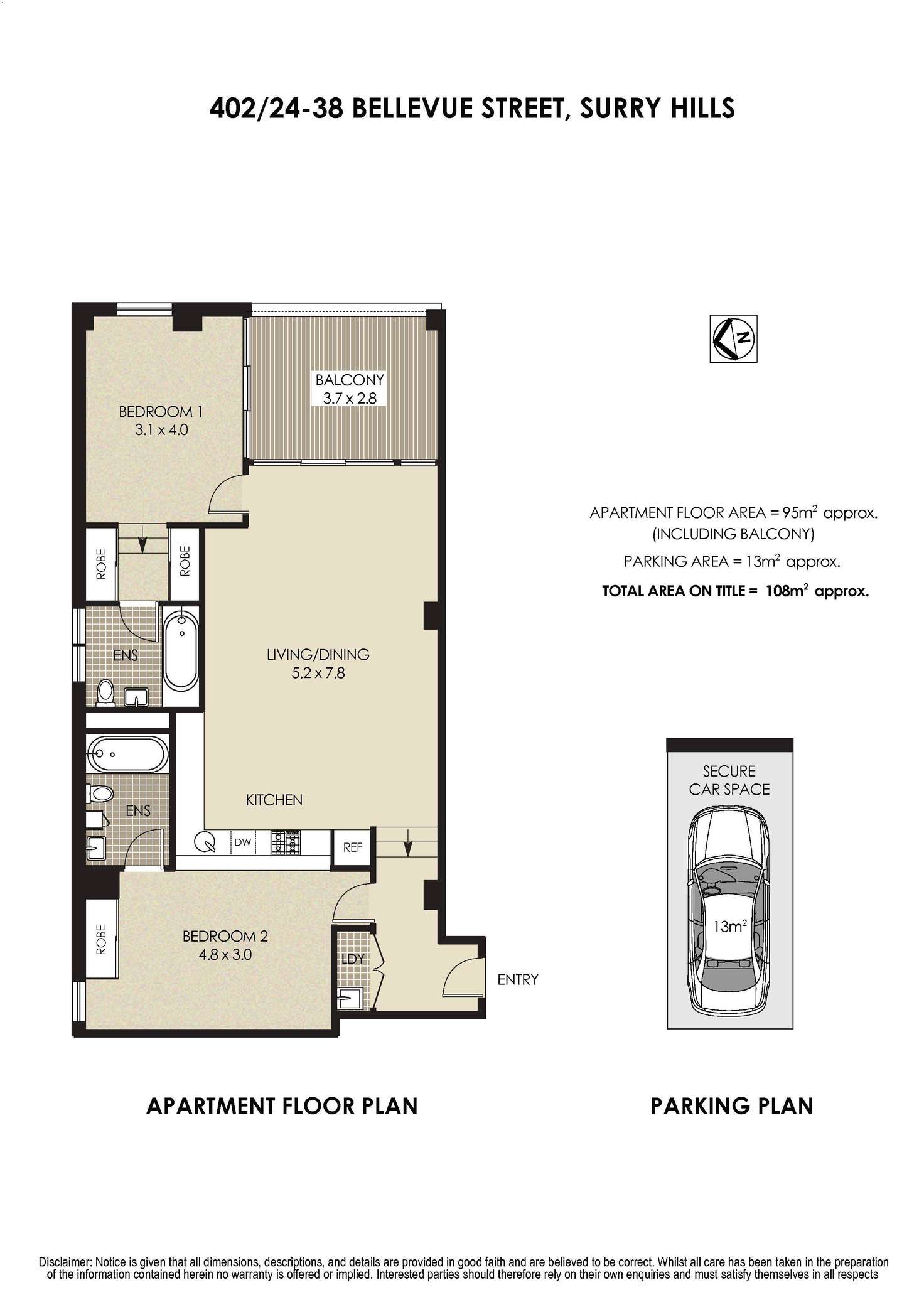 Floorplan of Homely apartment listing, 402/24-38 Bellevue Street, Surry Hills NSW 2010