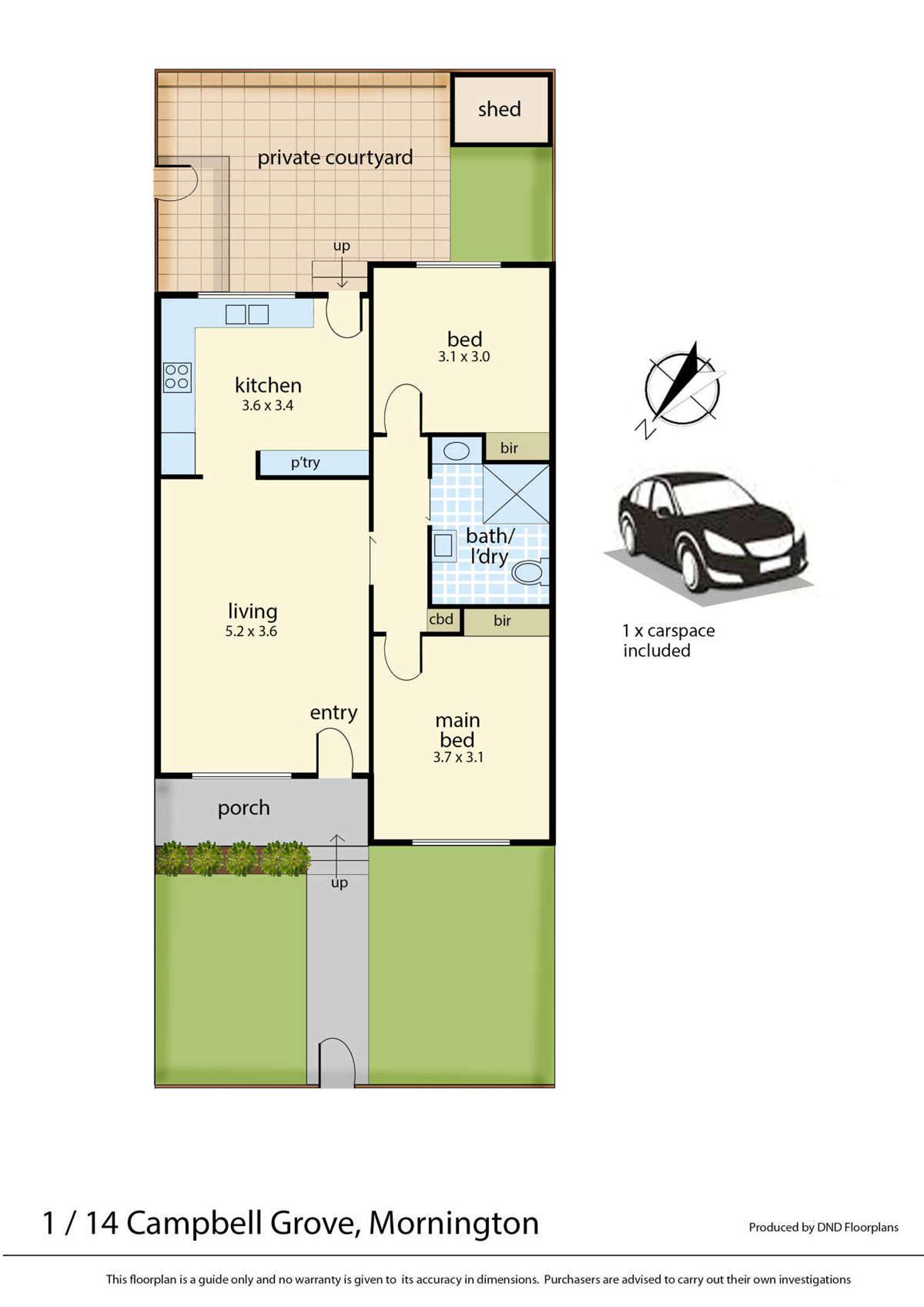 Floorplan of Homely unit listing, 1/14 Campbell Grove, Mornington VIC 3931