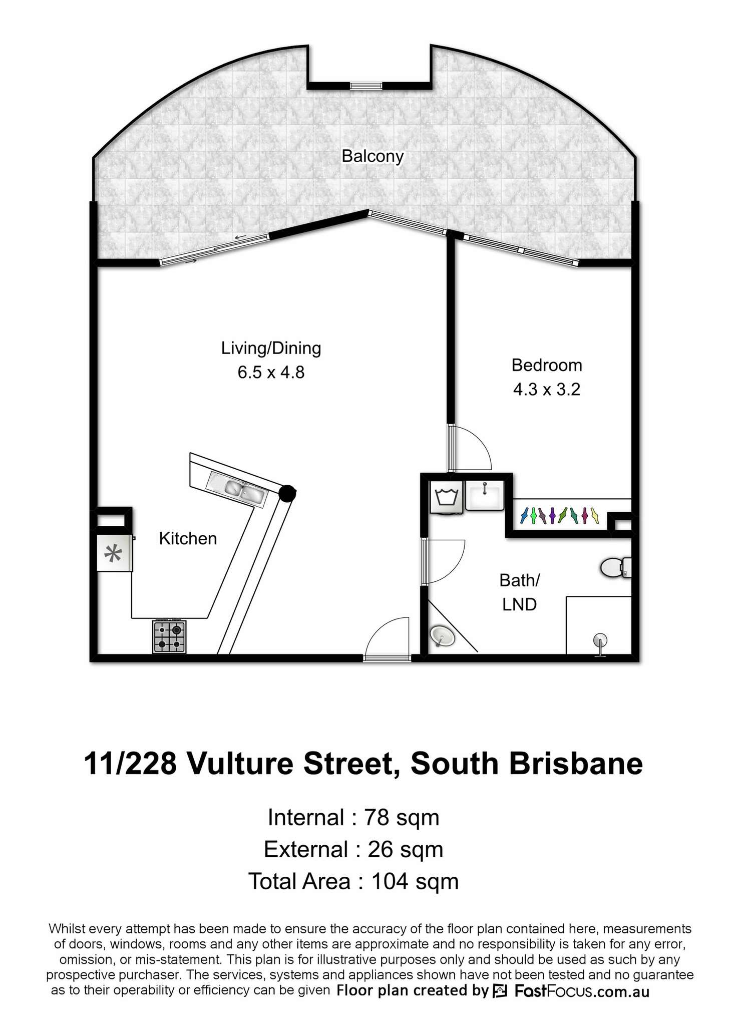 Floorplan of Homely apartment listing, 11/228 Vulture Street, South Brisbane QLD 4101