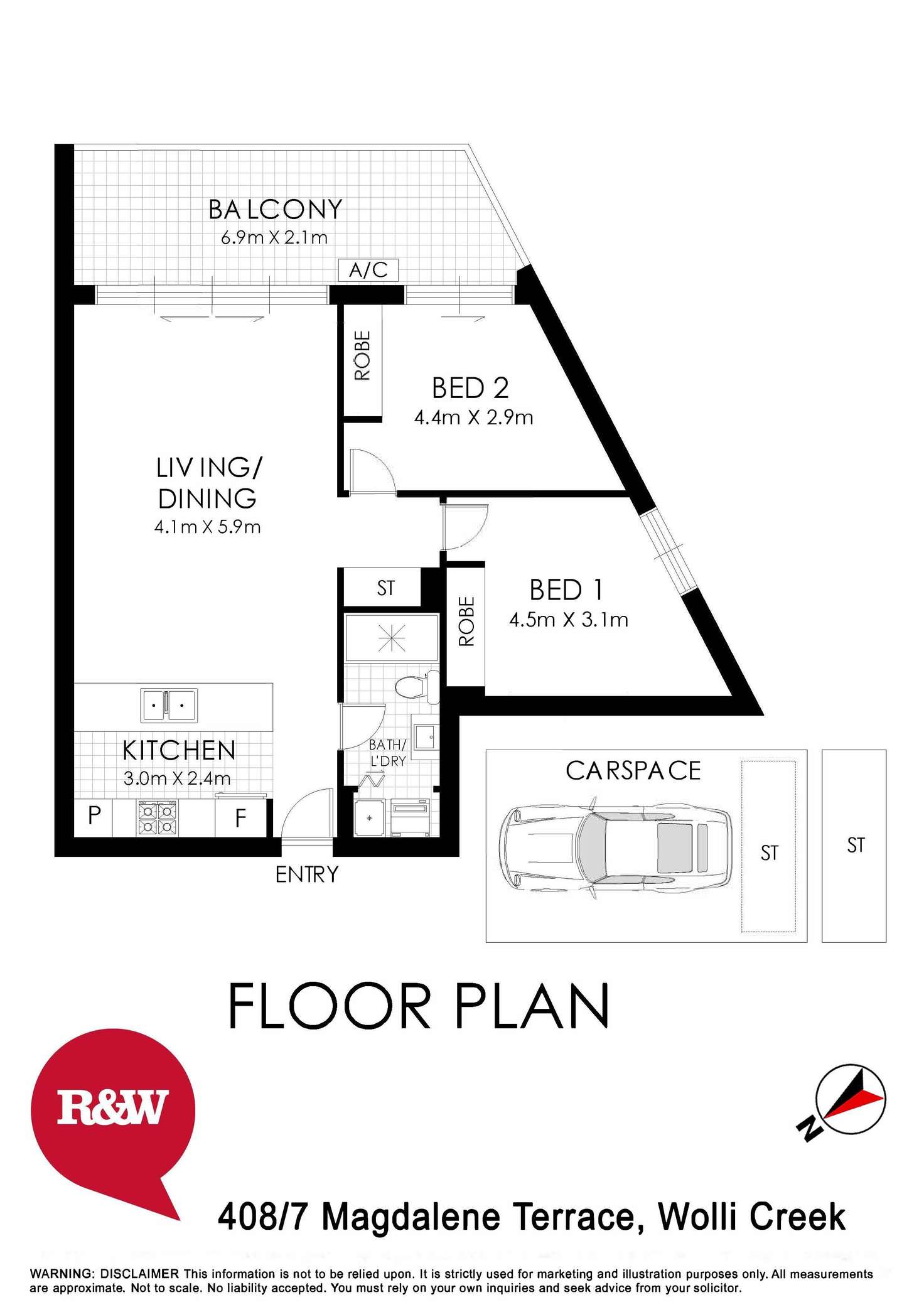 Floorplan of Homely apartment listing, 408/7 Magdalene Terrace, Wolli Creek NSW 2205