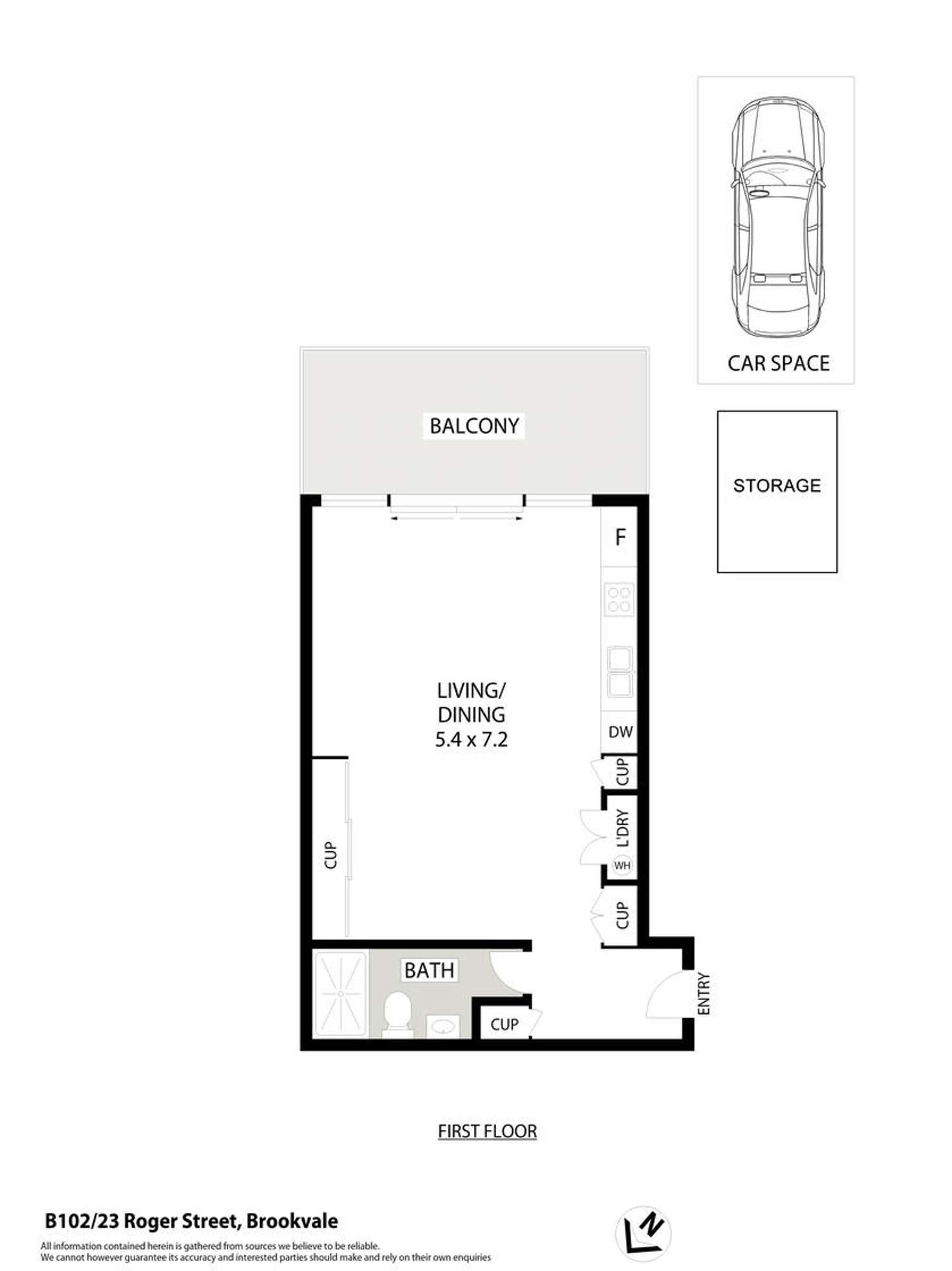 Floorplan of Homely studio listing, B102/23 Roger Street, Brookvale NSW 2100