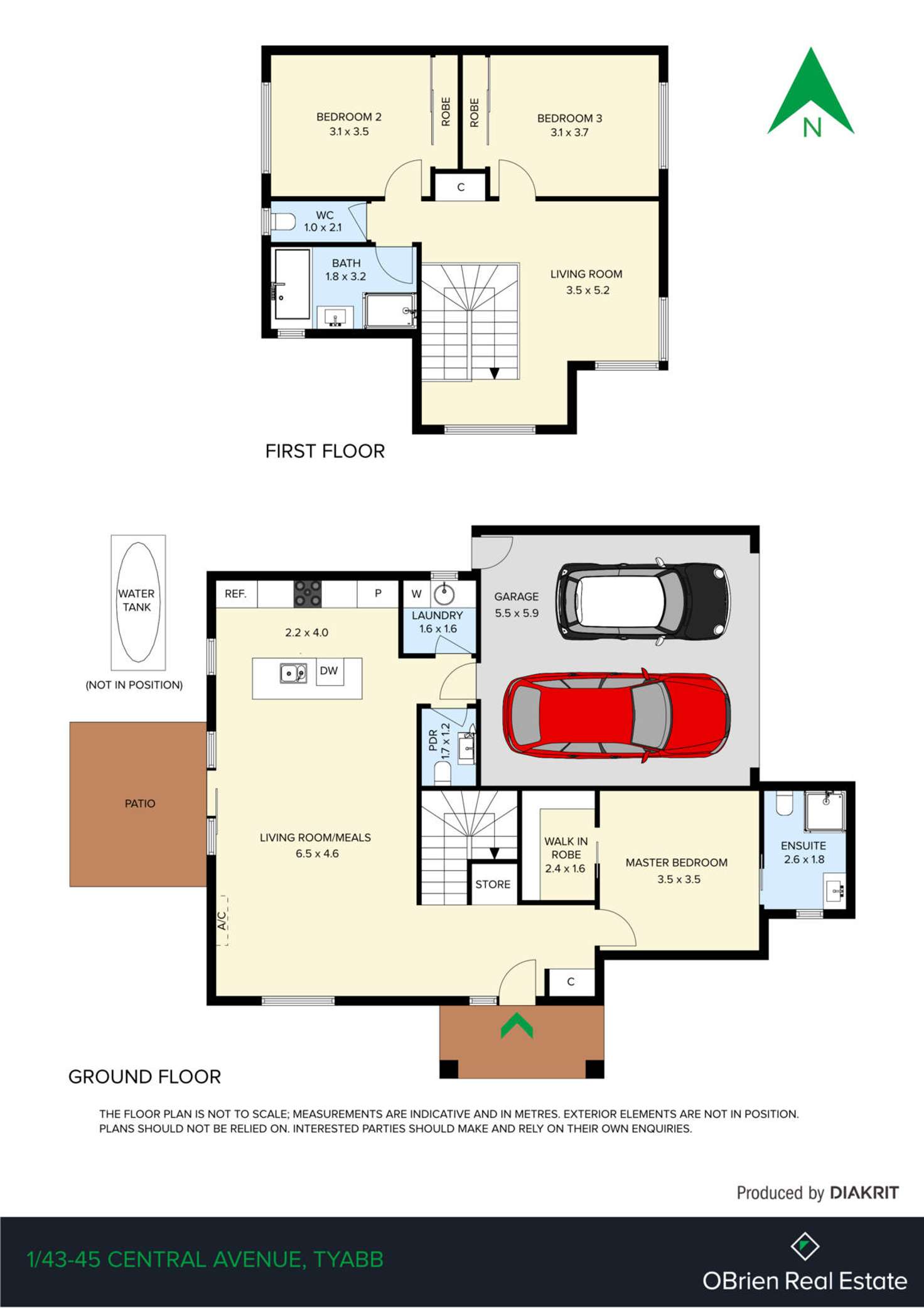 Floorplan of Homely townhouse listing, 1/43-45 Central Avenue, Tyabb VIC 3913