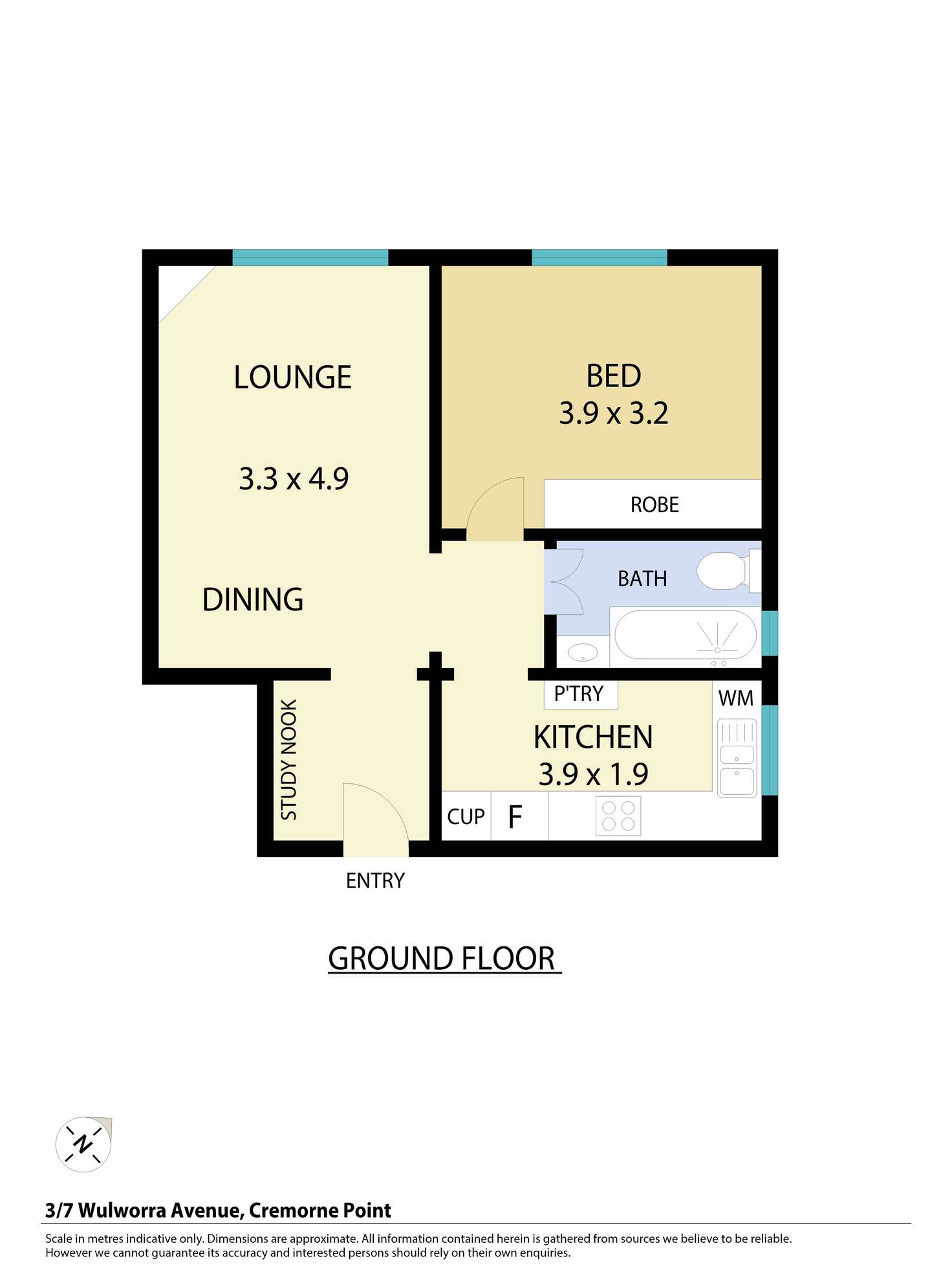 Floorplan of Homely apartment listing, 3/7 Wulworra Avenue, Cremorne Point NSW 2090