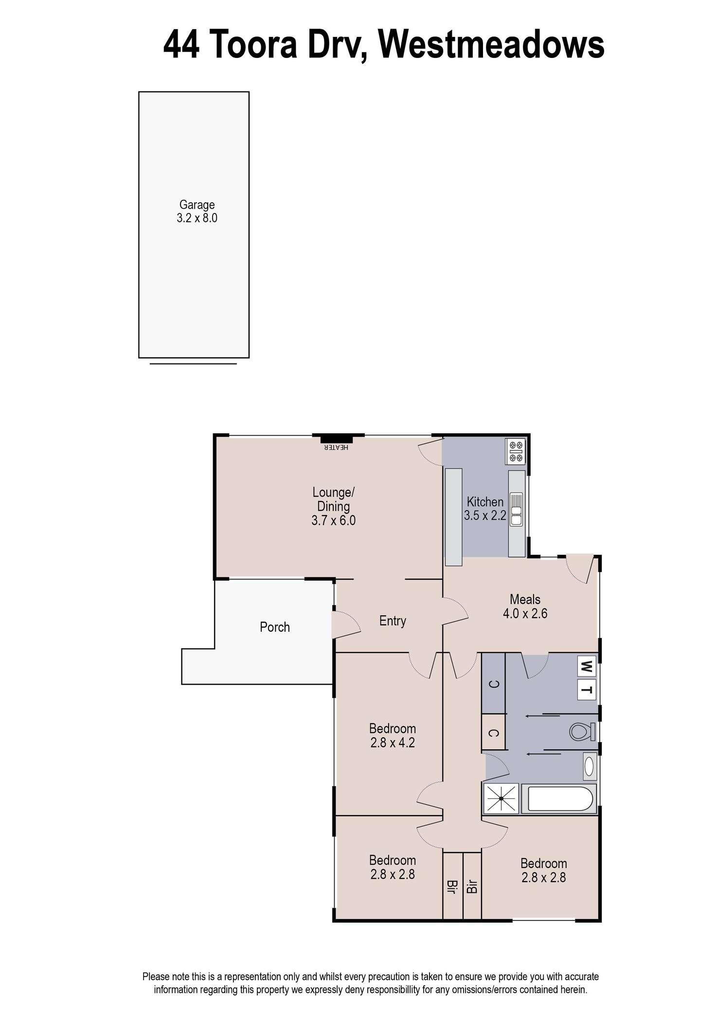 Floorplan of Homely house listing, 44 Toora Drive, Westmeadows VIC 3049