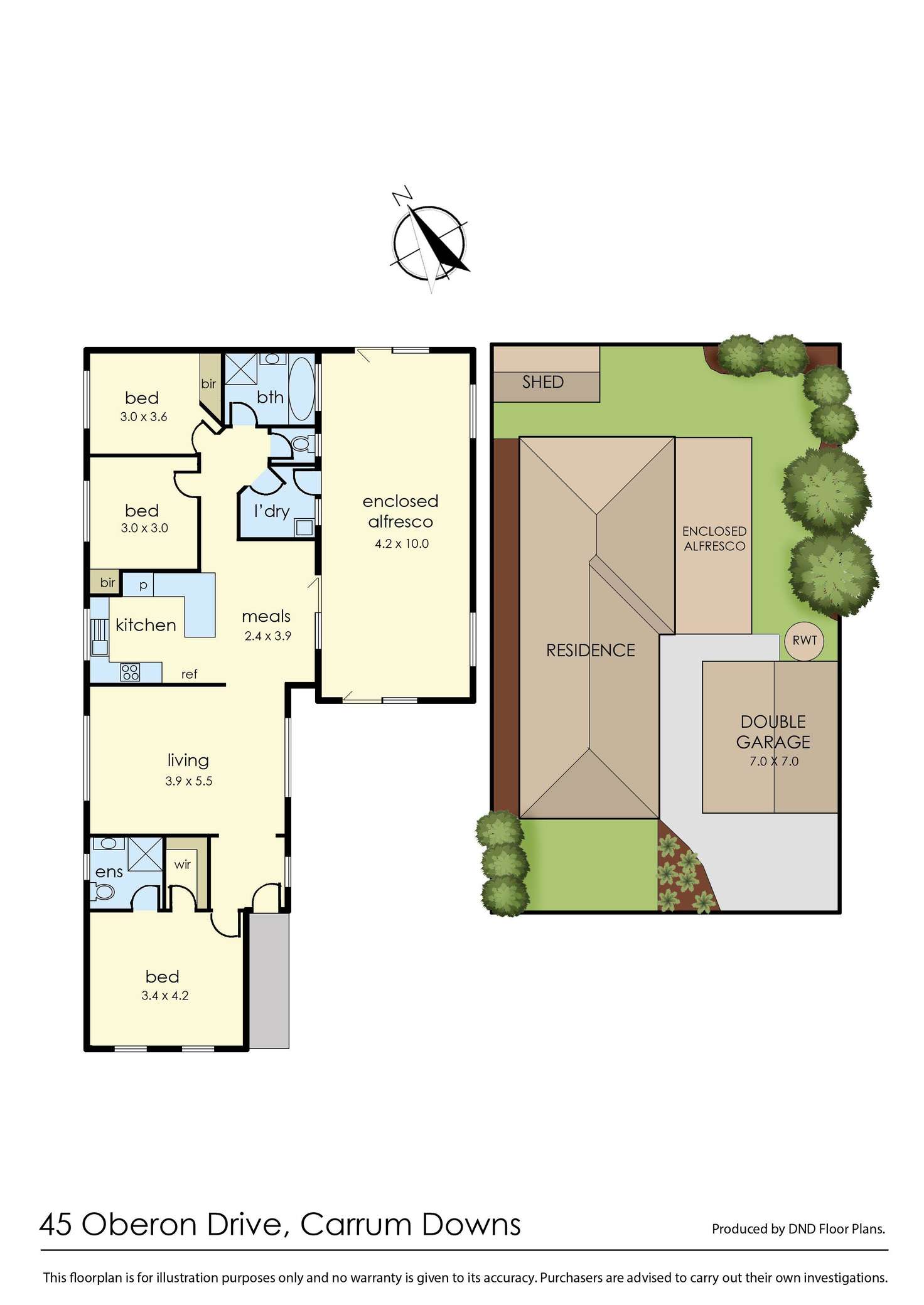 Floorplan of Homely house listing, 45 Oberon Drive, Carrum Downs VIC 3201