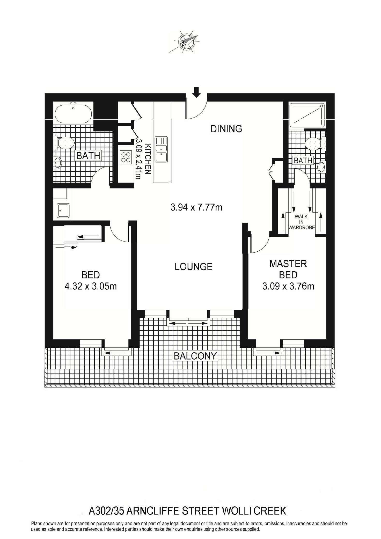 Floorplan of Homely apartment listing, 302/35A Arncliffe Street, Wolli Creek NSW 2205