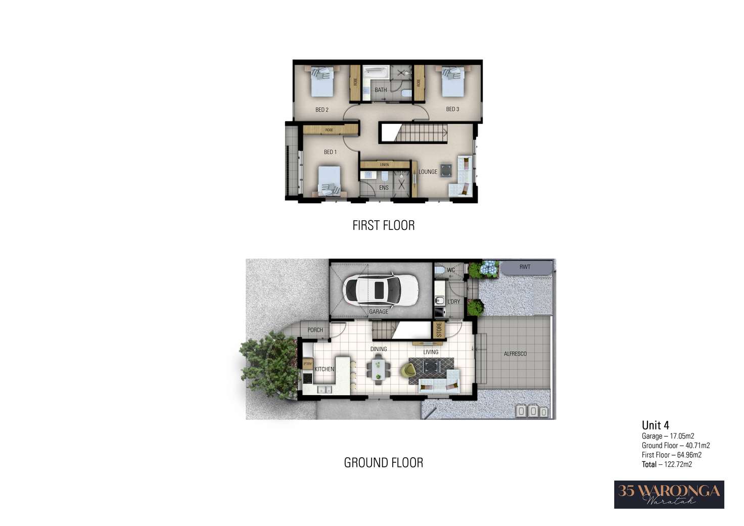 Floorplan of Homely townhouse listing, Lot 4 7/35 Waroonga Road, Waratah NSW 2298